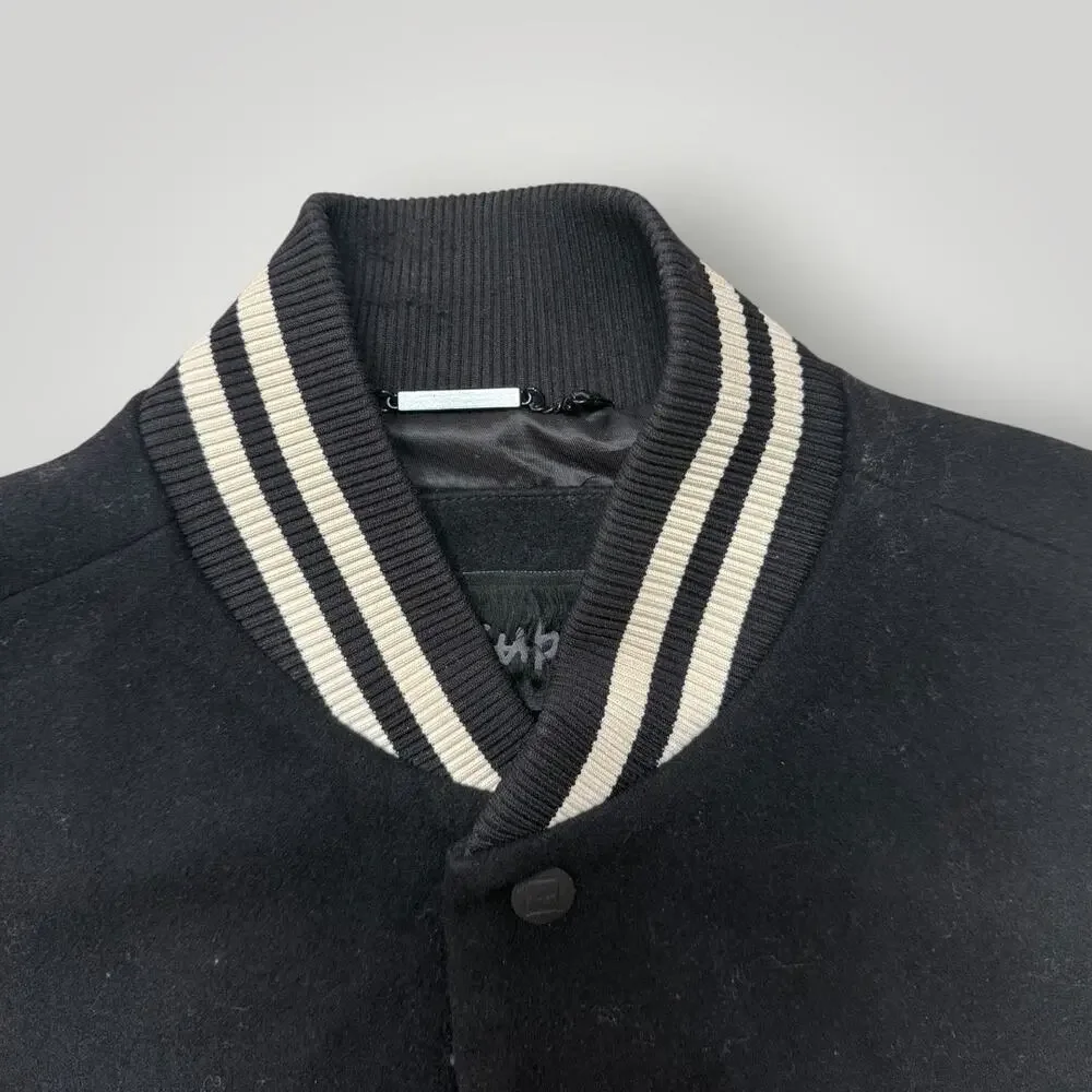 Ksubi King Letterman  Jacket Leather Sleeves Wool Blend Logo  sz M